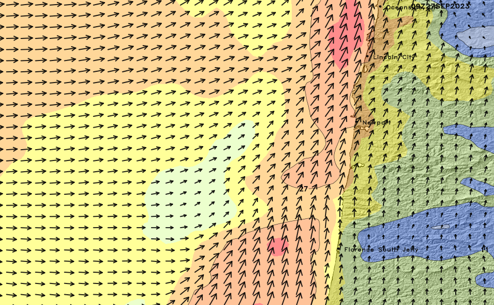 Oregon High Resolution Wind Chart