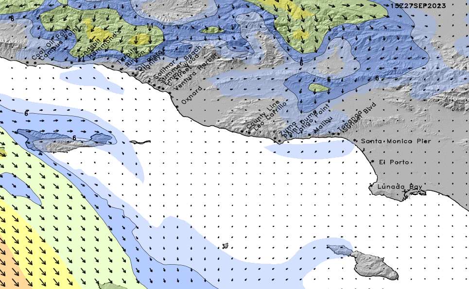 North Los Angeles High Resolution Wind Chart