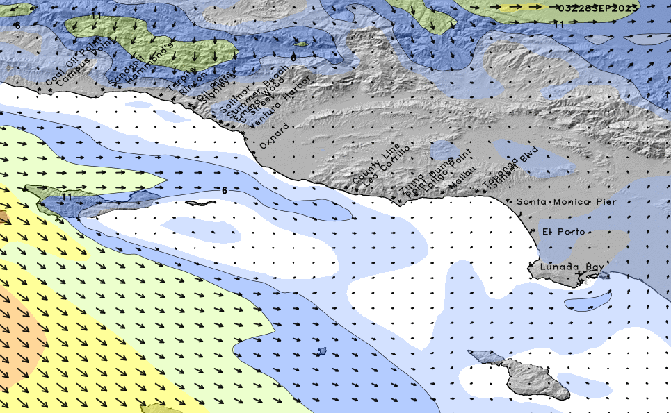 North Los Angeles High Resolution Wind Chart